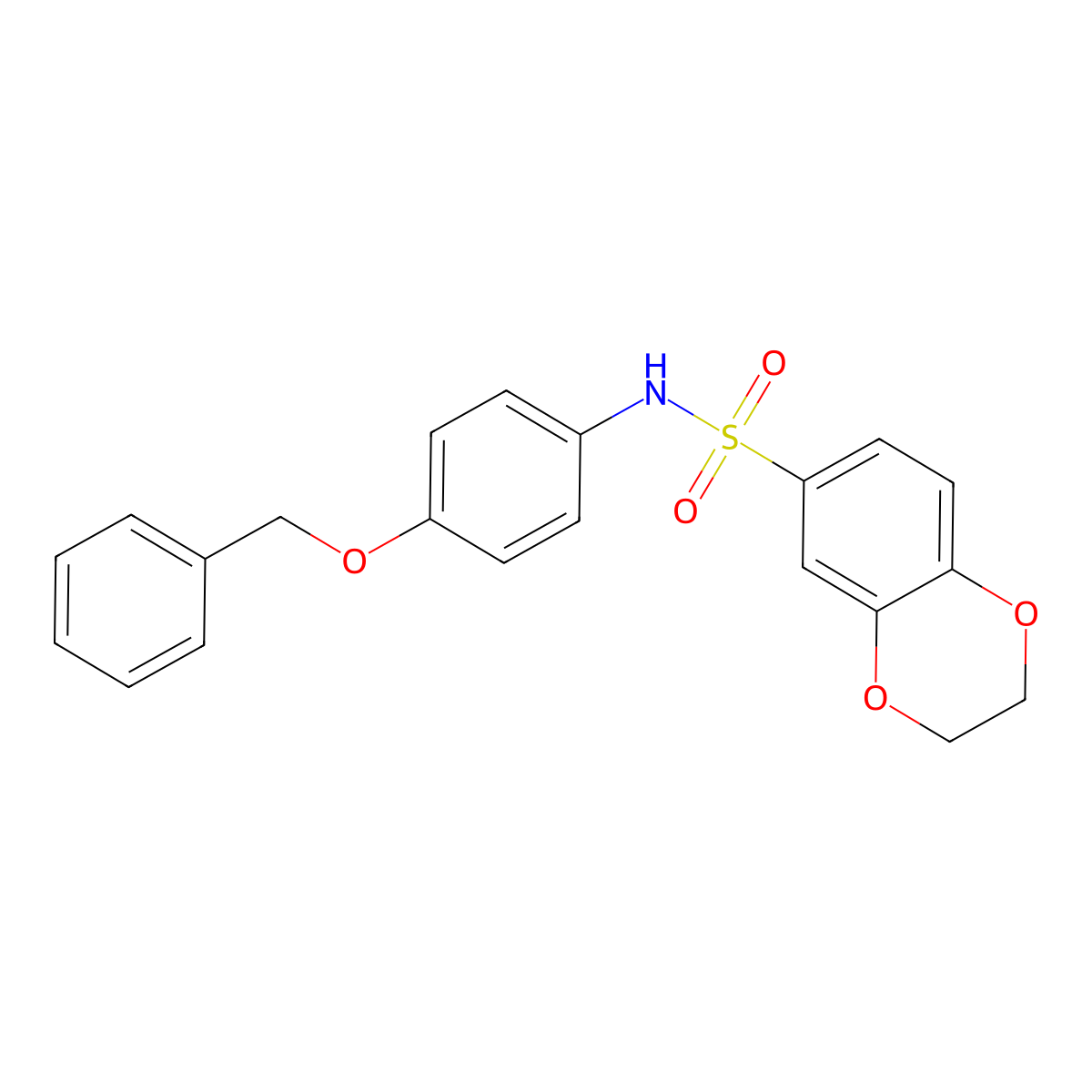 N-(4-phenylmethoxyphenyl)-2,3-dihydro-1,4-benzodioxine-6-sulfonamide molecular structure, CAS 333441-42-2