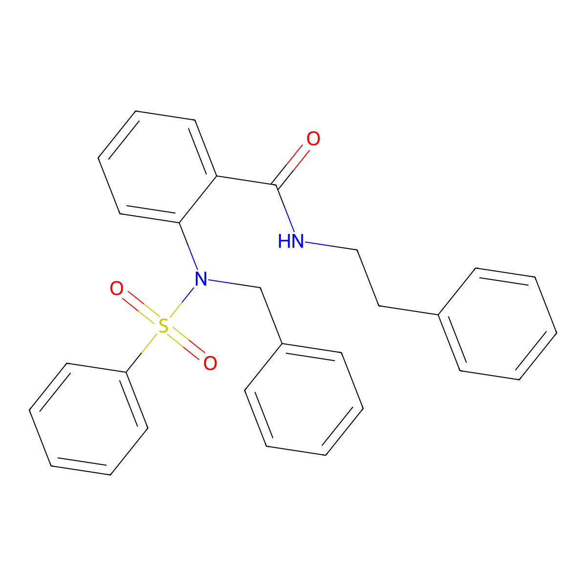 2-[benzyl(phenylsulfonyl)amino]-N-(2-phenylethyl)benzamide molecular structure, CAS 333442-60-7