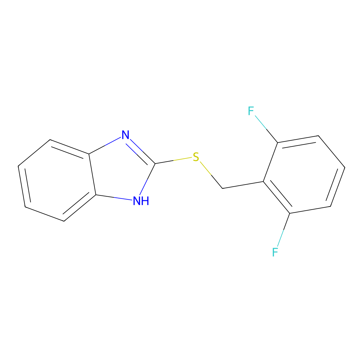 2-(2,6-Difluoro-benzylsulfanyl)-1H-benzoimidazole molecular structure, CAS 333442-62-9