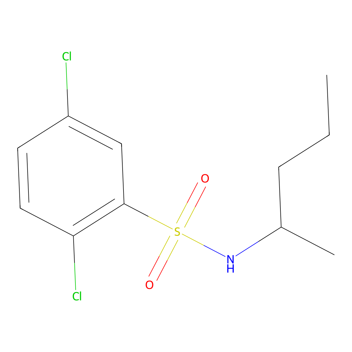 2,5-dichloro-N-(pentan-2-yl)benzenesulfonamide molecular structure, CAS 333442-97-0