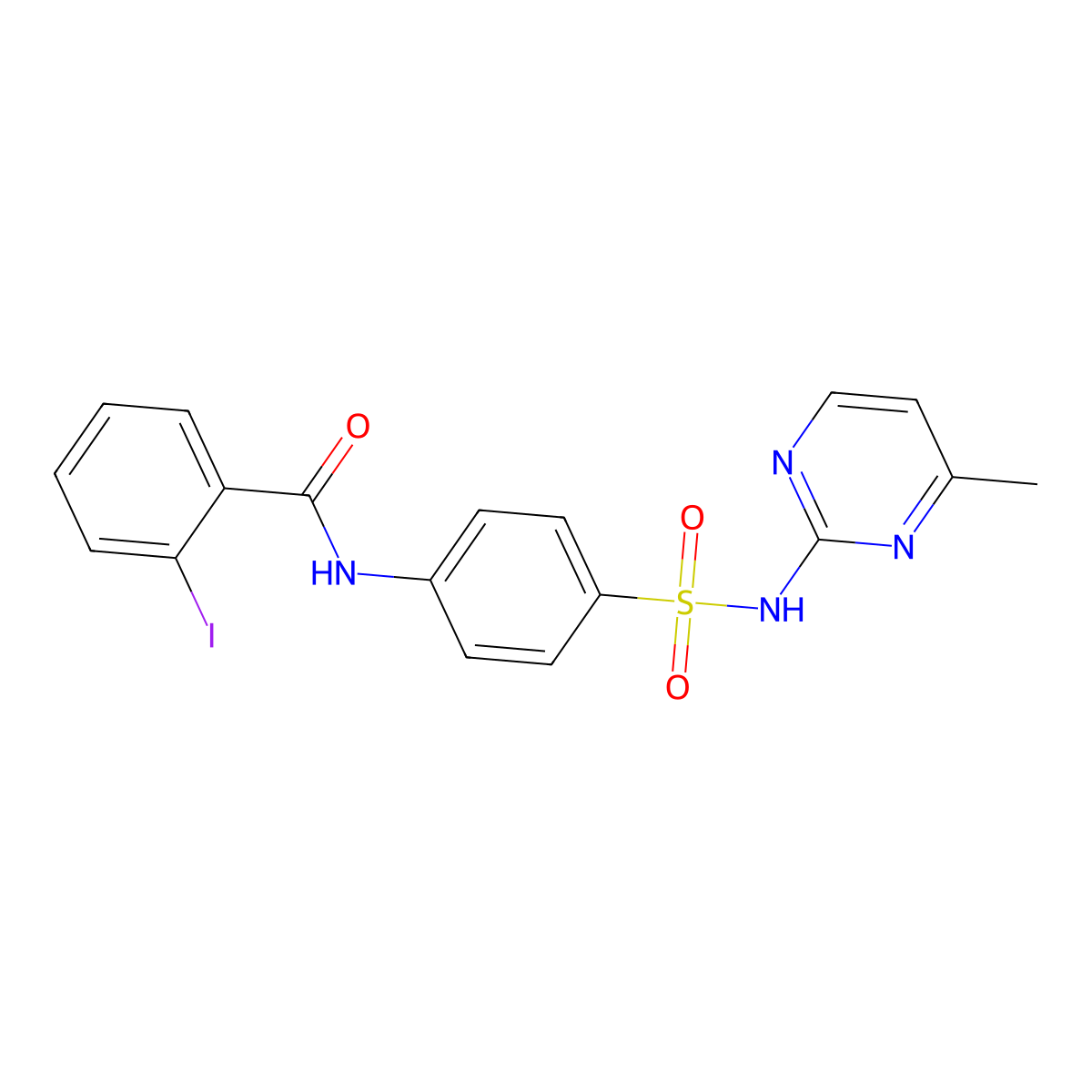 2-iodo-N-{4-[(4-methylpyrimidin-2-yl)sulfamoyl]phenyl}benzamide molecular structure, CAS 333443-04-2