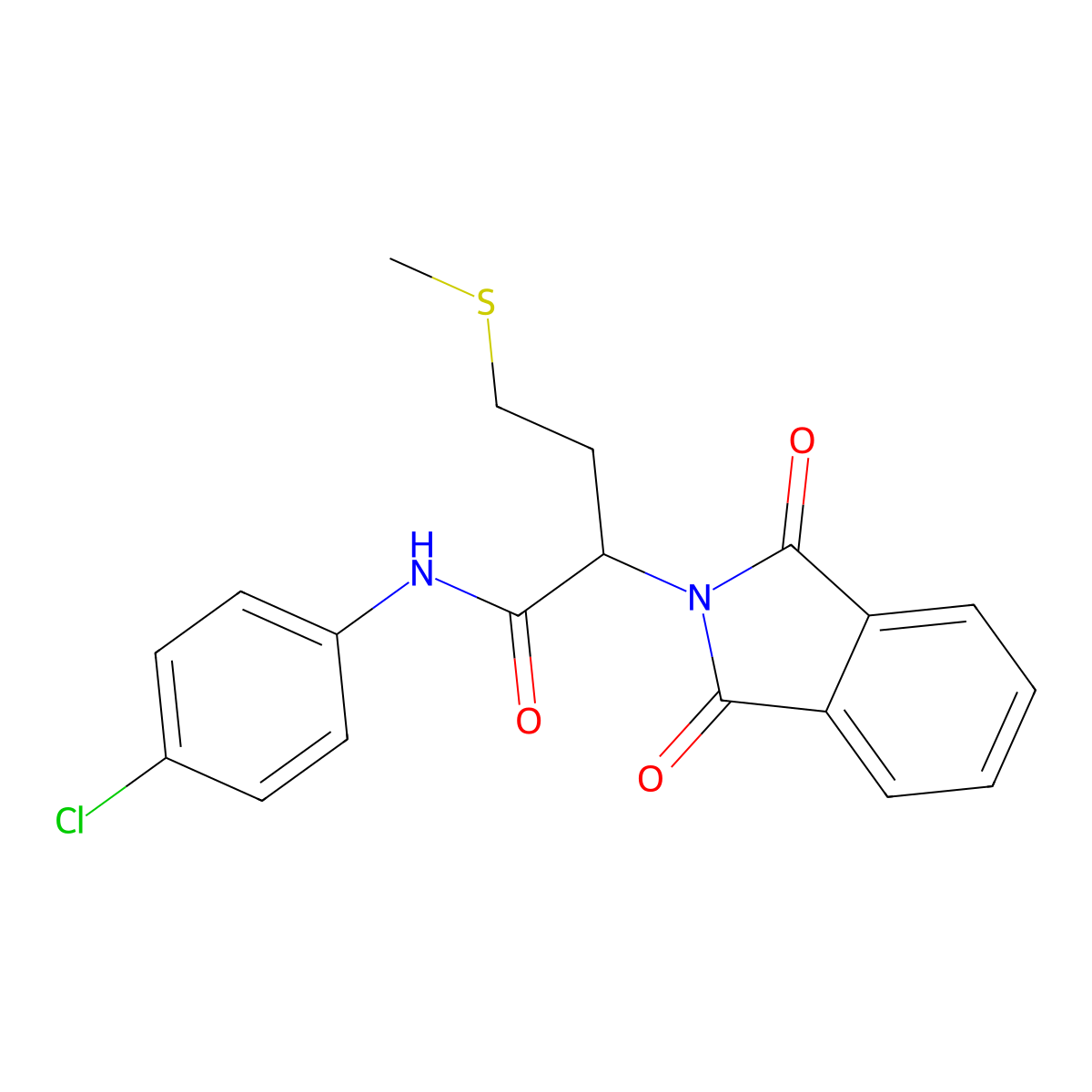 N-(4-chlorophenyl)-2-(1,3-dioxoisoindol-2-yl)-4-methylsulfanylbutanamide molecular structure, CAS 333443-75-7