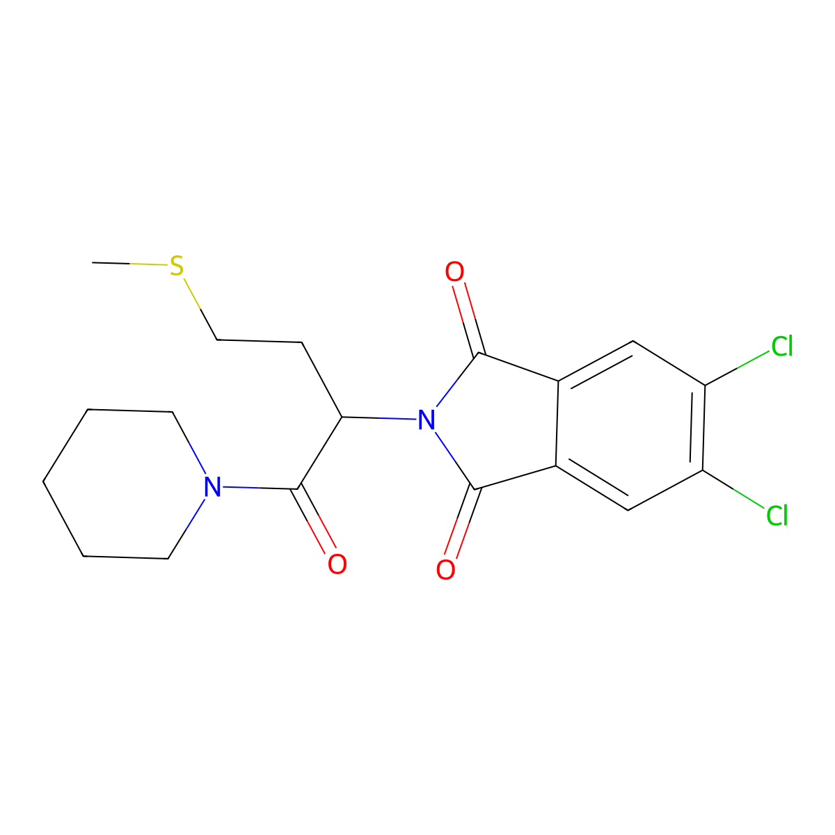5,6-Dichloro-2-(4-methylsulfanyl-1-oxo-1-piperidin-1-ylbutan-2-yl)isoindole-1,3-dione molecular structure, CAS 333443-80-4