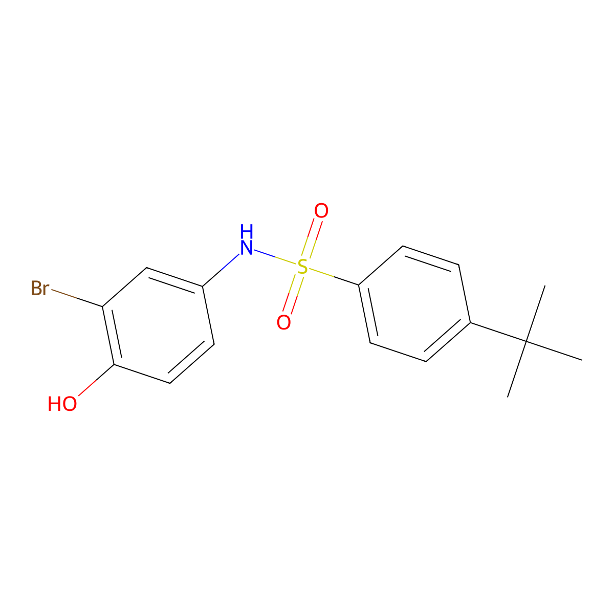 N-(3-bromo-4-hydroxyphenyl)-4-tert-butylbenzenesulfonamide molecular structure, CAS 333444-22-7