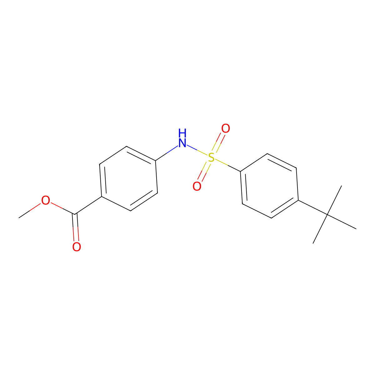 Methyl 4-[(4-tert-butylphenyl)sulfonylamino]benzoate molecular structure, CAS 333444-26-1