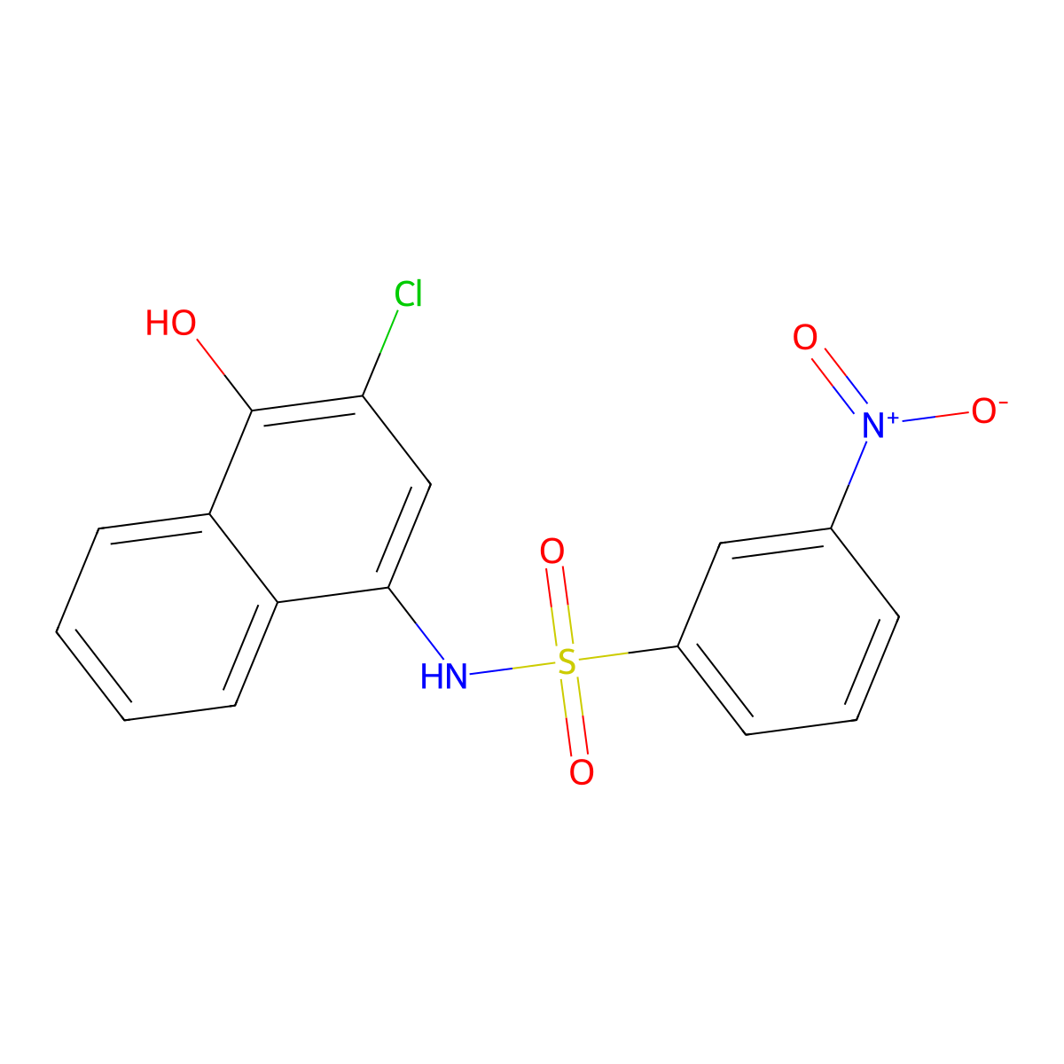 N-(3-chloro-4-hydroxy-1-naphthyl)-3-nitrobenzenesulfonamide molecular structure, CAS 333444-35-2