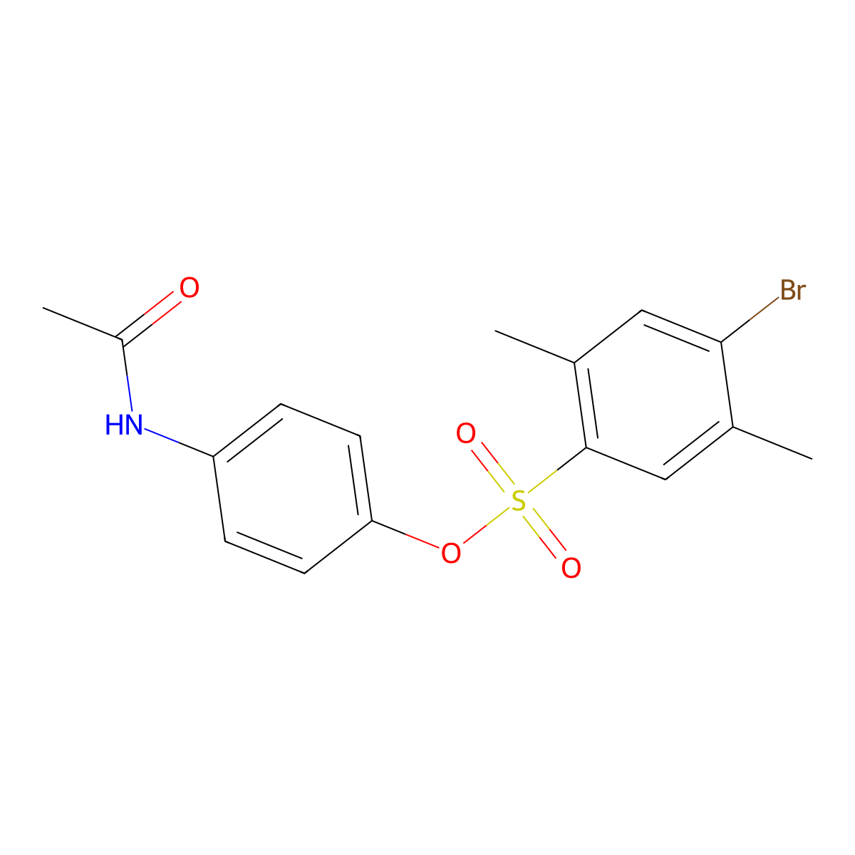4-Acetamidophenyl 4-bromo-2,5-dimethylbenzene-1-sulfonate molecular structure, CAS 333444-47-6