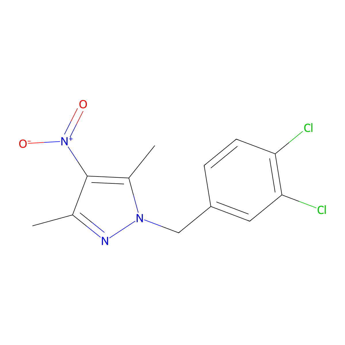 1-(3,4-dichlorobenzyl)-3,5-dimethyl-4-nitro-1H-pyrazole molecular structure, CAS 333444-53-4
