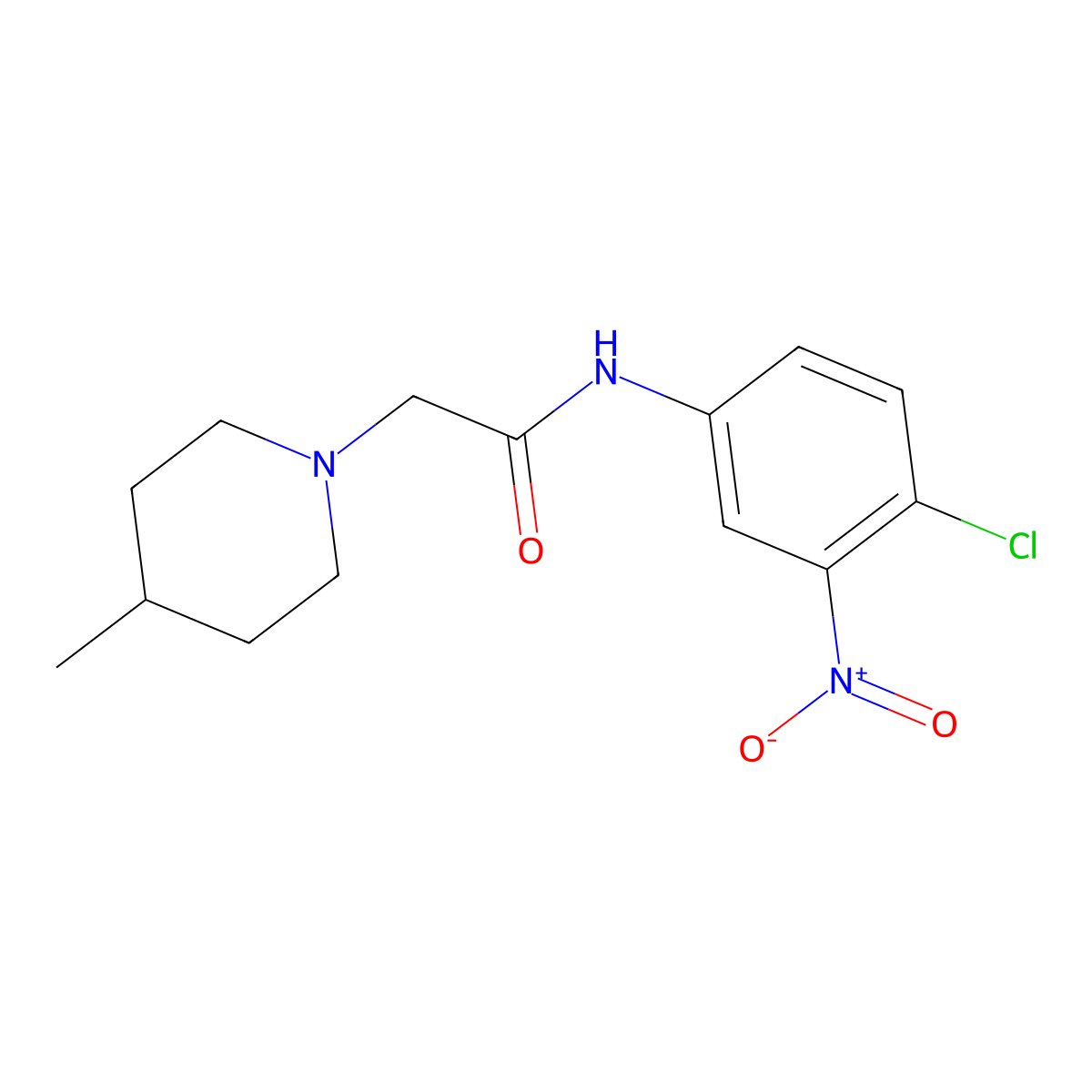 N-(4-chloro-3-nitrophenyl)-2-(4-methylpiperidin-1-yl)acetamide molecular structure, CAS 333445-45-7