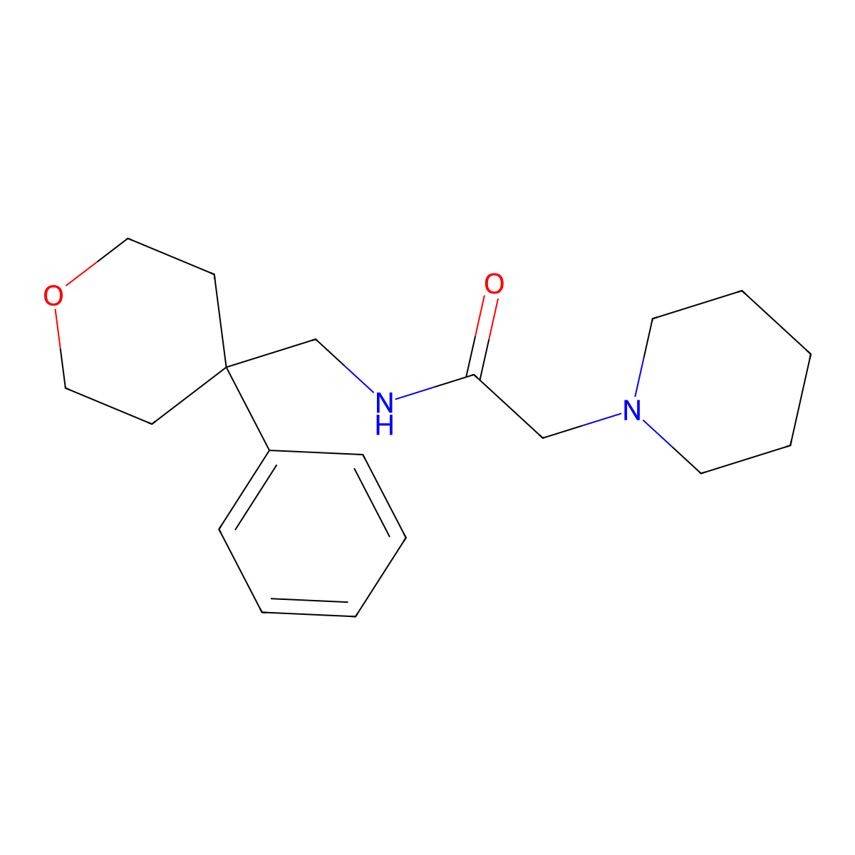 N-[(4-phenyloxan-4-yl)methyl]-2-piperidin-1-ylacetamide molecular structure, CAS 333445-61-7