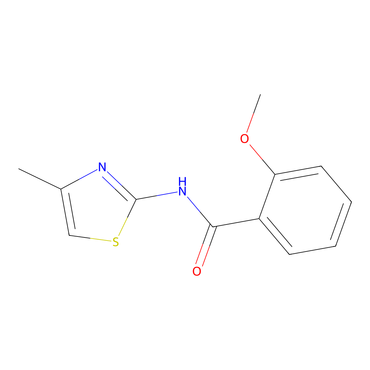 2-methoxy-N-(4-methyl-1,3-thiazol-2-yl)benzamide molecular structure, CAS 333445-72-0