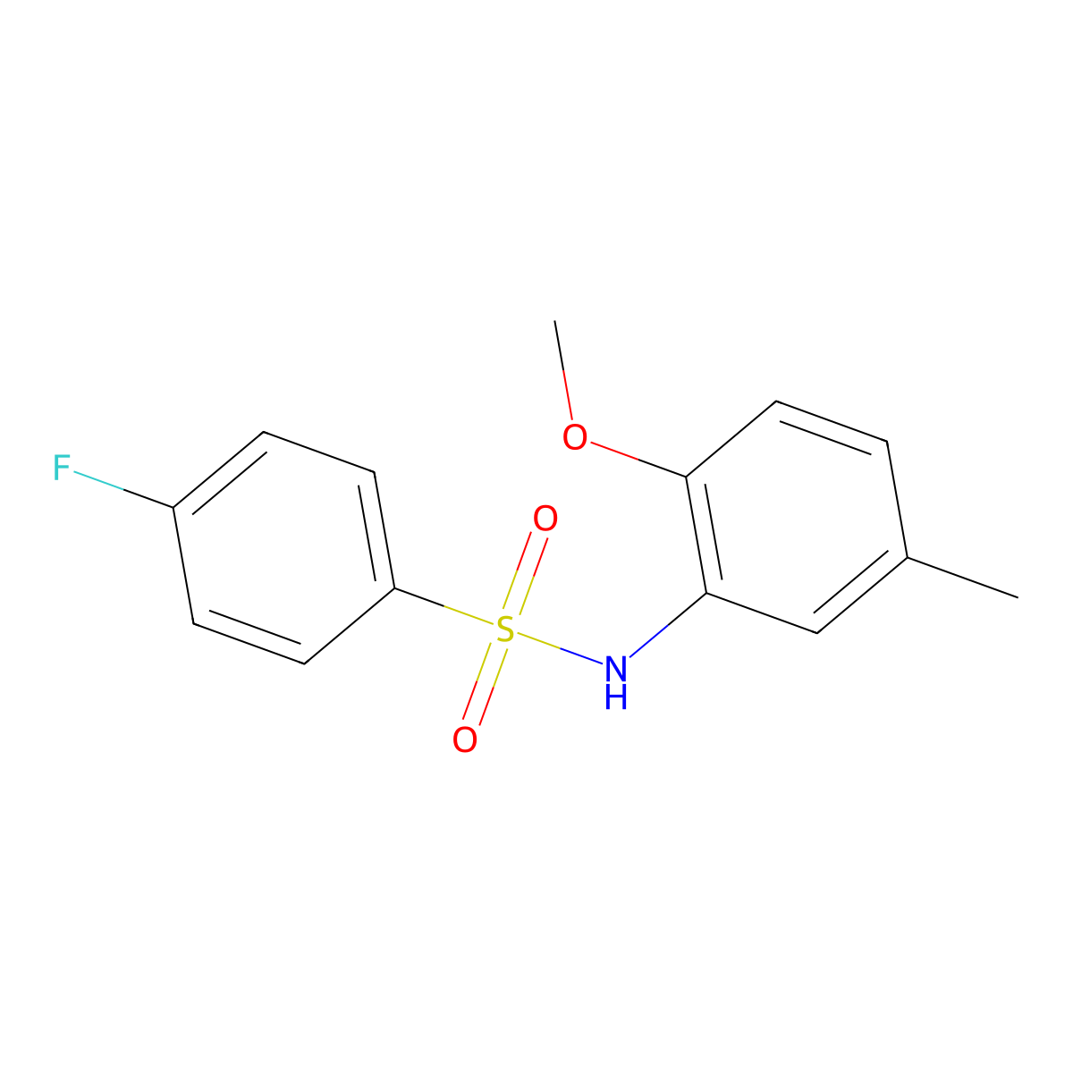 4-fluoro-N-(2-methoxy-5-methylphenyl)benzenesulfonamide molecular structure, CAS 333445-86-6