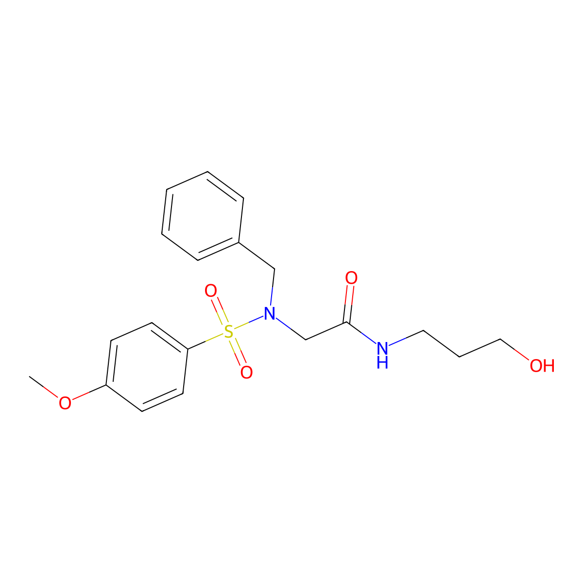 2-[benzyl-(4-methoxyphenyl)sulfonylamino]-N-(3-hydroxypropyl)acetamide molecular structure, CAS 333446-14-3