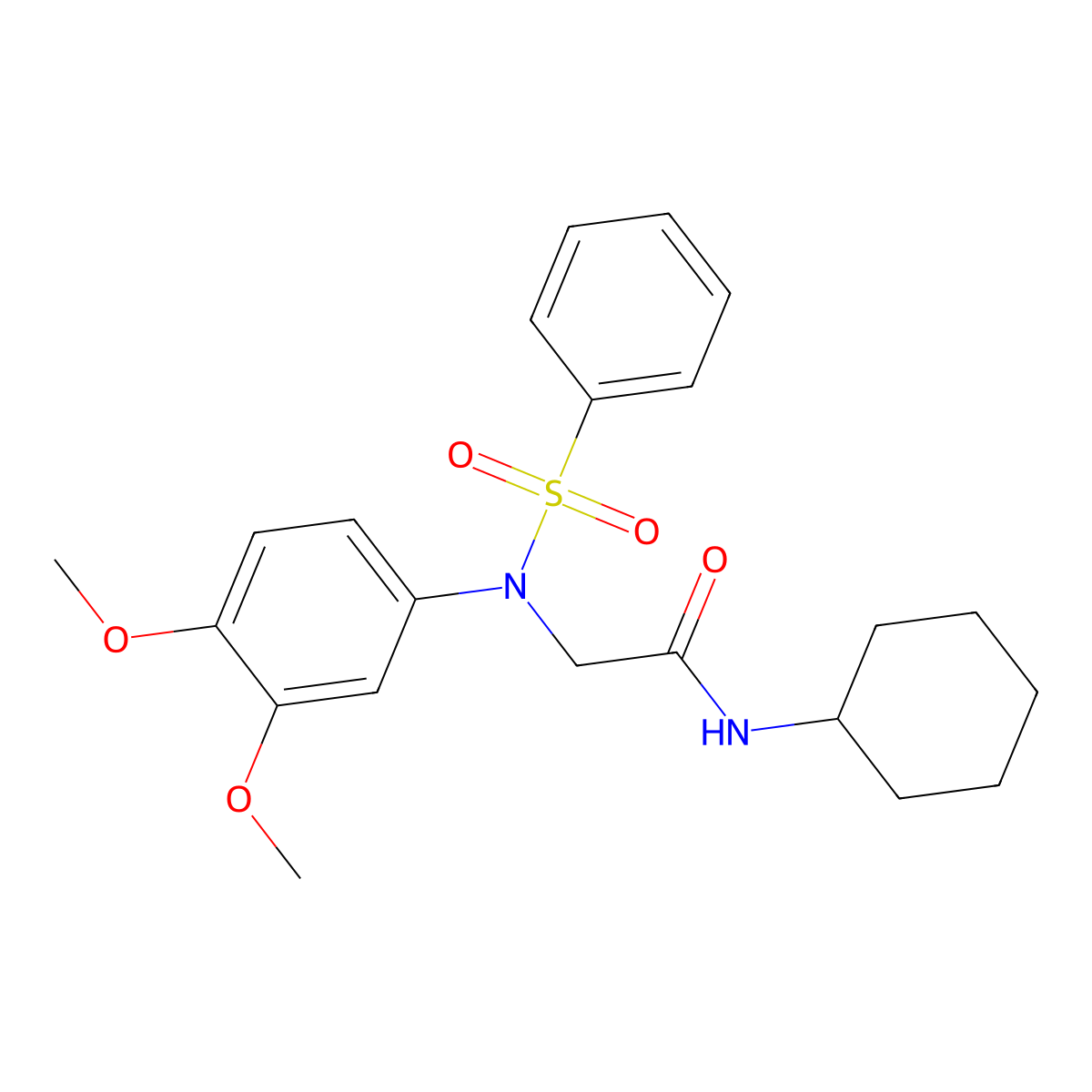 N-cyclohexyl-2-[3,4-dimethoxy(phenylsulfonyl)anilino]acetamide molecular structure, CAS 333446-37-0