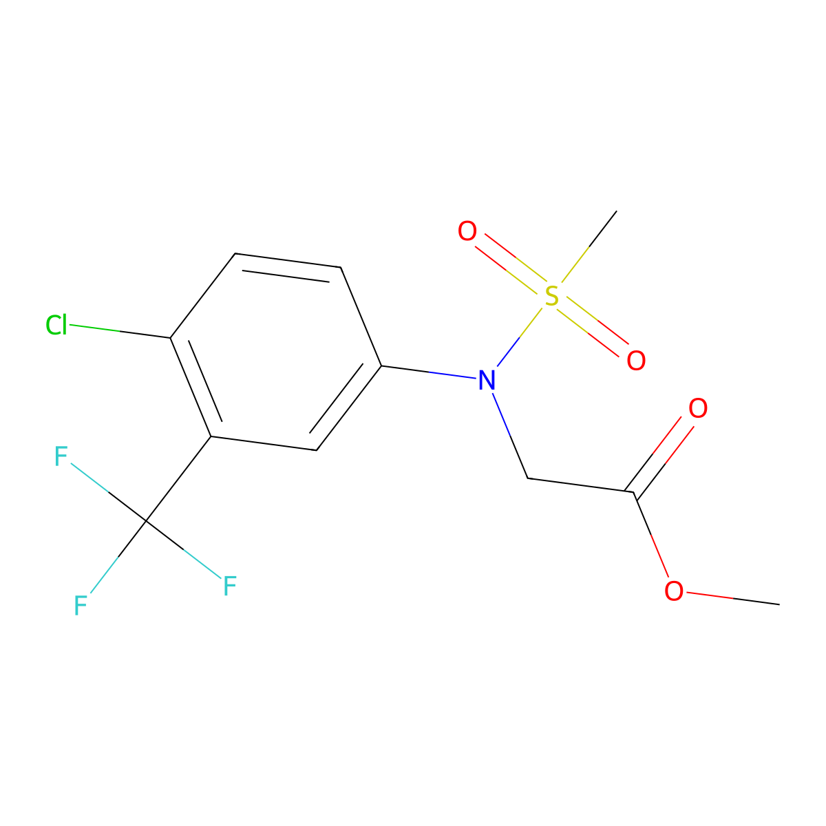 Methyl N-[4-chloro-3-(trifluoromethyl)phenyl]-N-(methylsulfonyl)glycinate molecular structure, CAS 333446-72-3