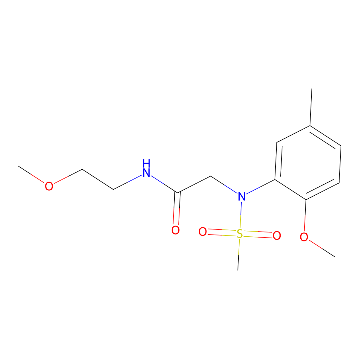 N-(2-methoxyethyl)-2-(2-methoxy-5-methyl-N-methylsulfonylanilino)acetamide molecular structure, CAS 333446-73-4