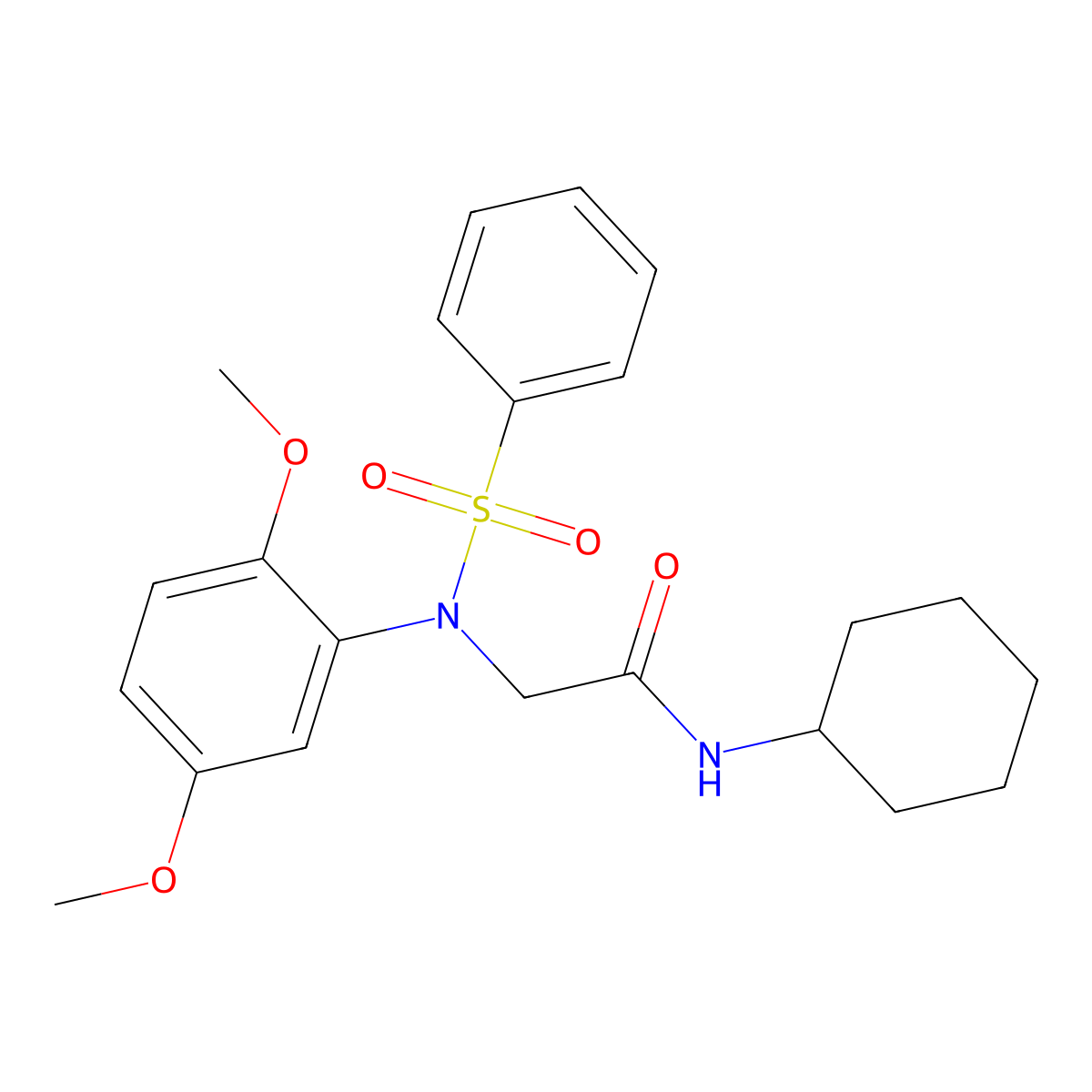 2-[N-(benzenesulfonyl)-2,5-dimethoxyanilino]-N-cyclohexylacetamide molecular structure, CAS 333446-93-8