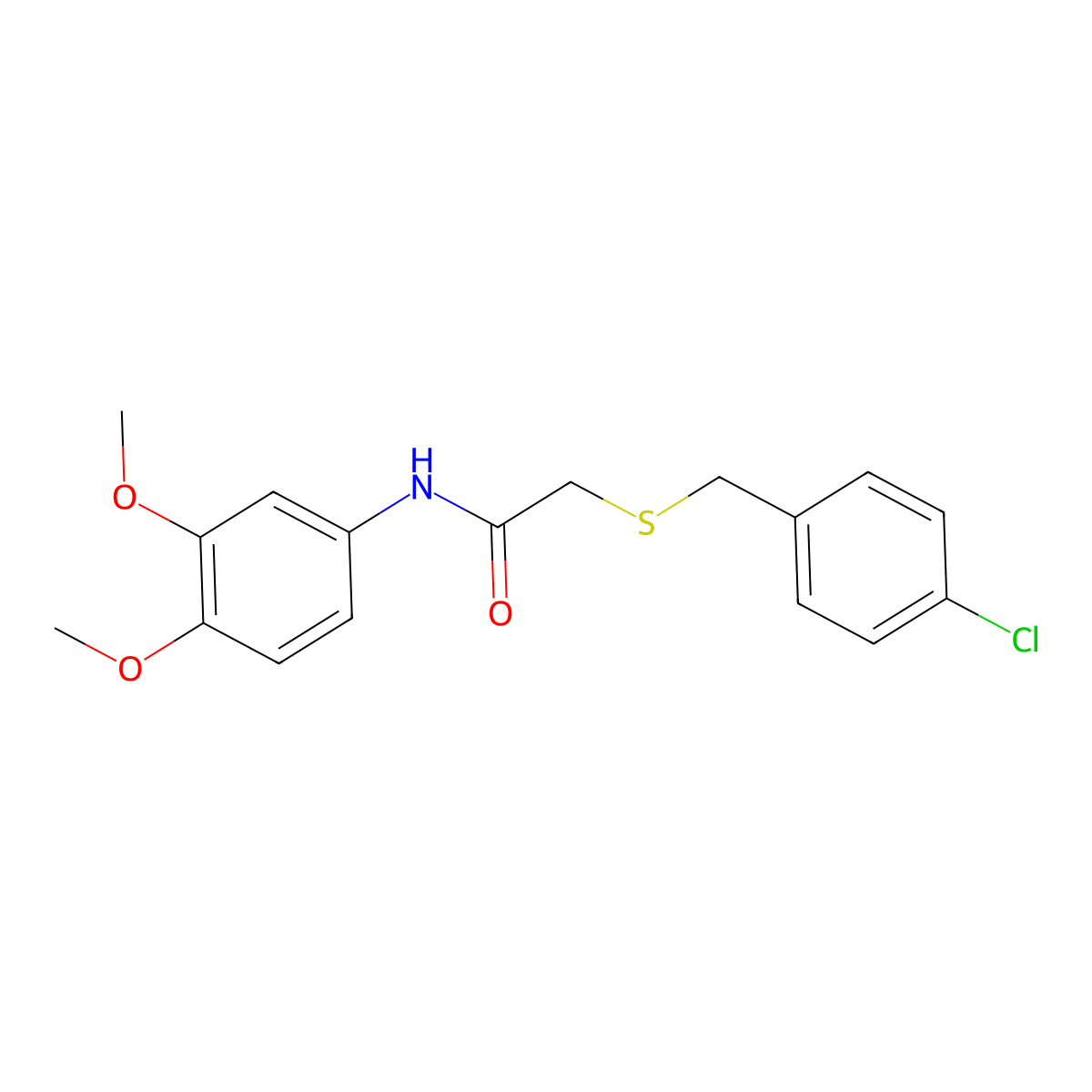 2-[(4-chlorobenzyl)sulfanyl]-N-(3,4-dimethoxyphenyl)acetamide molecular structure, CAS 333446-99-4