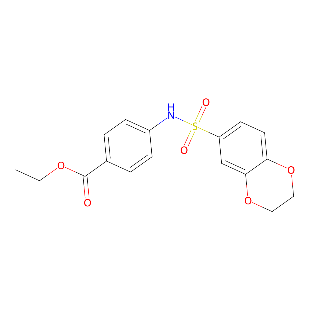 Ethyl 4-[(2,3-dihydro-1,4-benzodioxin-6-ylsulfonyl)amino]benzoate molecular structure, CAS 333448-48-9