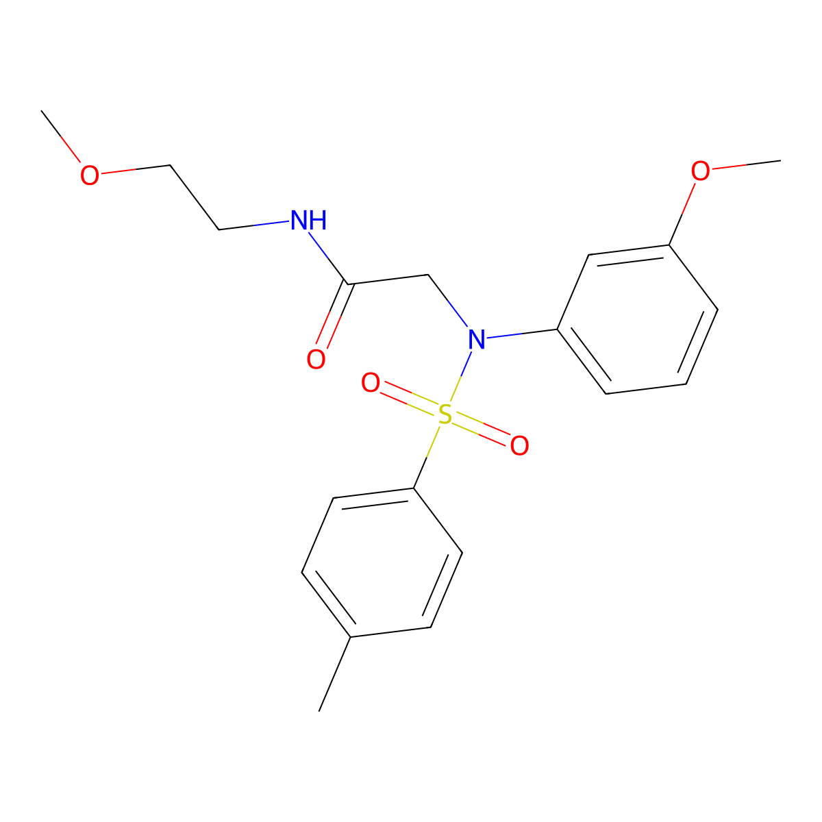 N-(2-methoxyethyl)-2-(3-methoxy-N-(4-methylphenyl)sulfonylanilino)acetamide molecular structure, CAS 333448-50-3