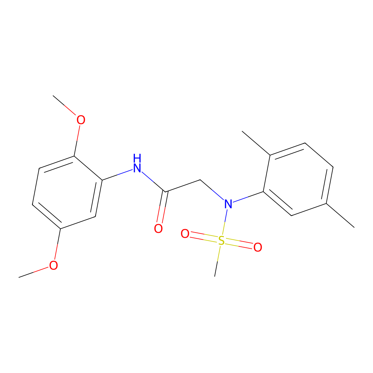 N-(2,5-dimethoxyphenyl)-2-(2,5-dimethyl-N-methylsulfonylanilino)acetamide molecular structure, CAS 333448-67-2