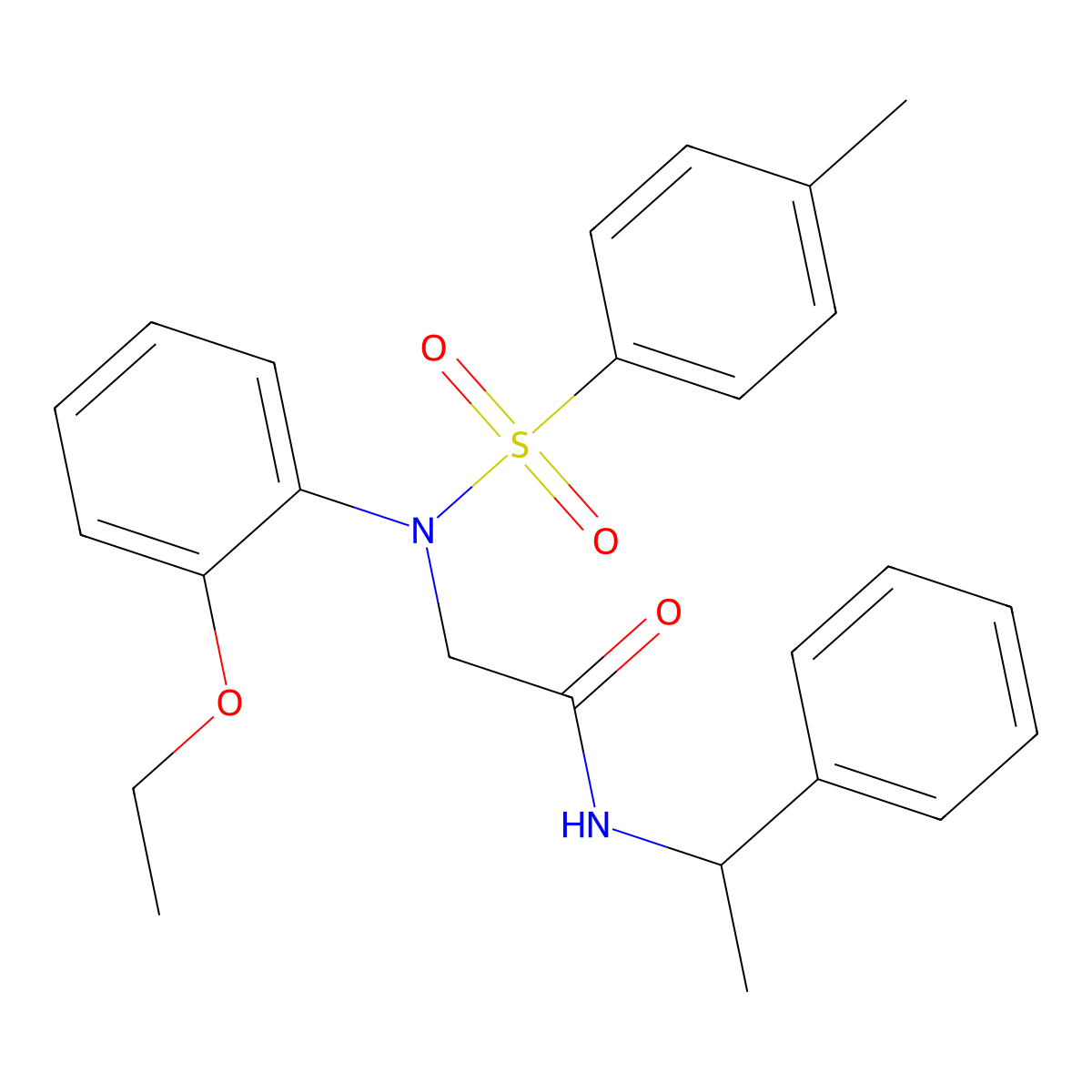 2-(2-ethoxy-N-(4-methylphenyl)sulfonylanilino)-N-(1-phenylethyl)acetamide molecular structure, CAS 333448-79-6