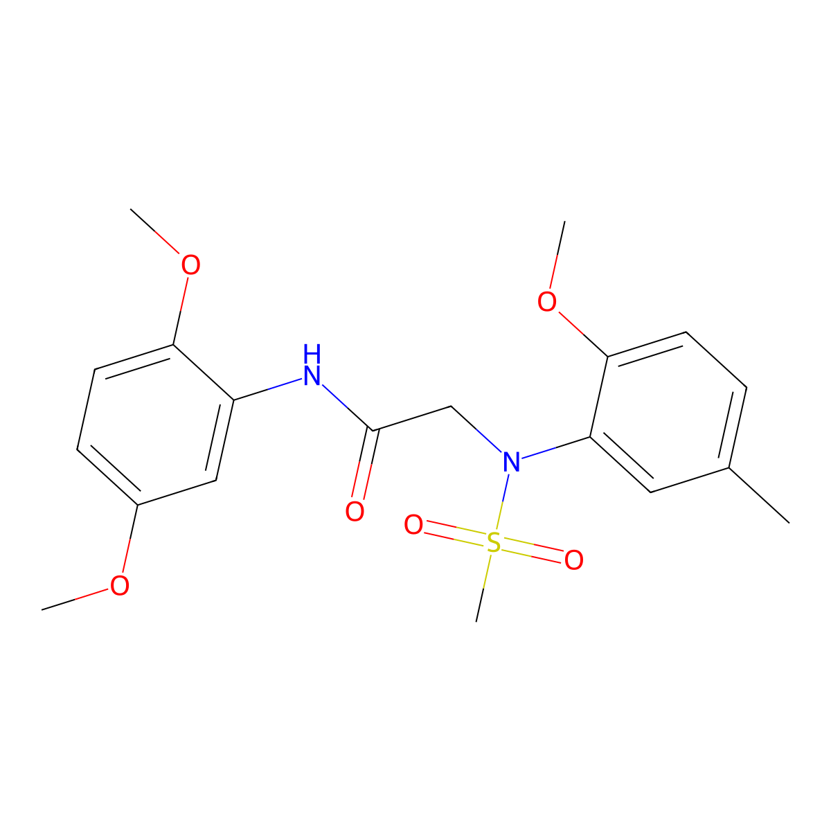 N-(2,5-dimethoxyphenyl)-2-(2-methoxy-5-methyl-N-methylsulfonylanilino)acetamide molecular structure, CAS 333449-03-9