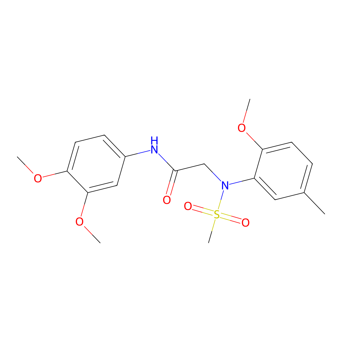 N-(3,4-dimethoxyphenyl)-2-(2-methoxy-5-methyl-N-methylsulfonylanilino)acetamide molecular structure, CAS 333449-62-0