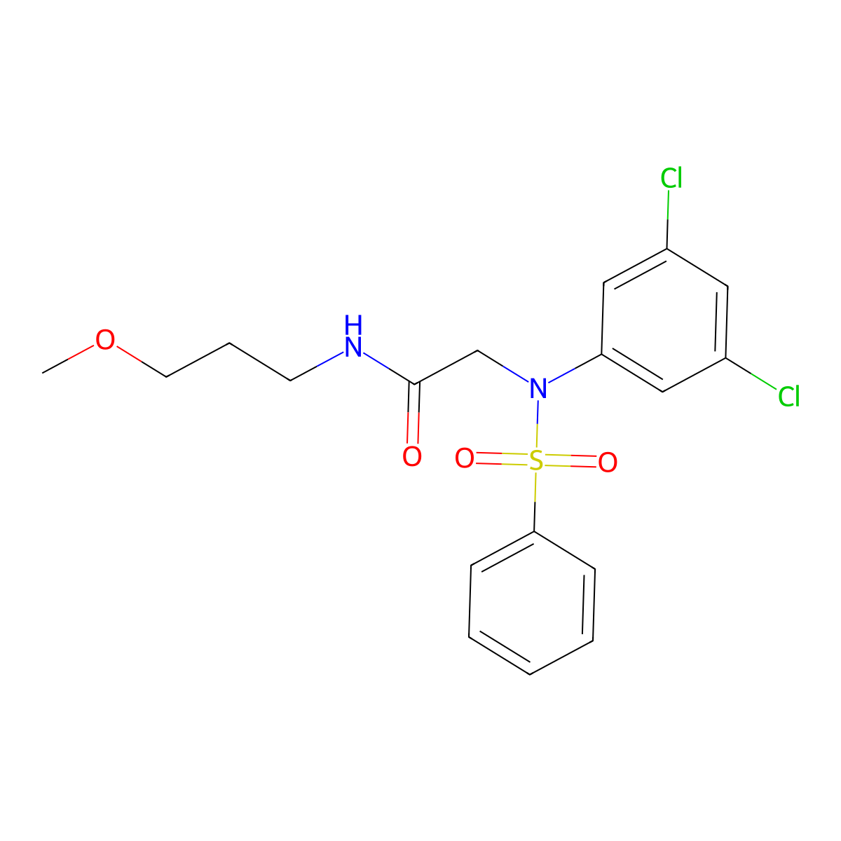 2-[N-(benzenesulfonyl)-3,5-dichloroanilino]-N-(3-methoxypropyl)acetamide molecular structure, CAS 333449-67-5