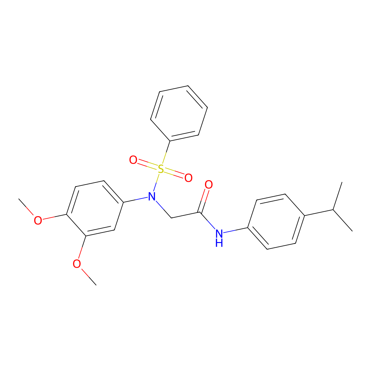 2-[N-(benzenesulfonyl)-3,4-dimethoxyanilino]-N-(4-propan-2-ylphenyl)acetamide molecular structure, CAS 333450-51-4