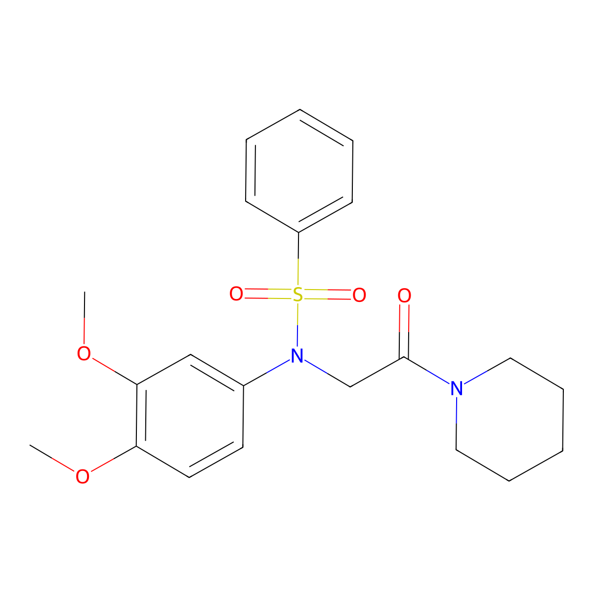 N-(3,4-dimethoxyphenyl)-N-(2-oxo-2-piperidin-1-ylethyl)benzenesulfonamide molecular structure, CAS 333450-70-7