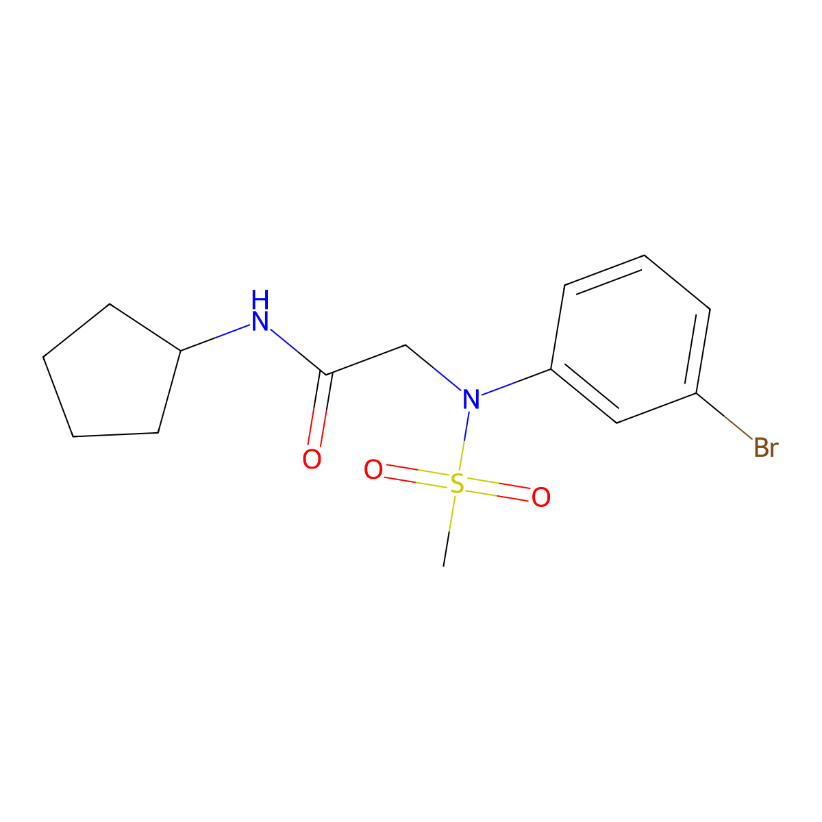 2-(3-bromo-N-methylsulfonylanilino)-N-cyclopentylacetamide molecular structure, CAS 333450-76-3