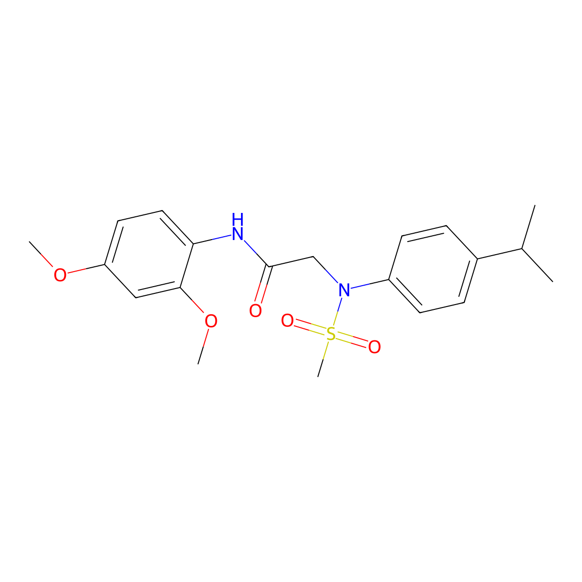 N-(2,4-dimethoxyphenyl)-2-(N-methylsulfonyl-4-propan-2-ylanilino)acetamide molecular structure, CAS 333451-32-4