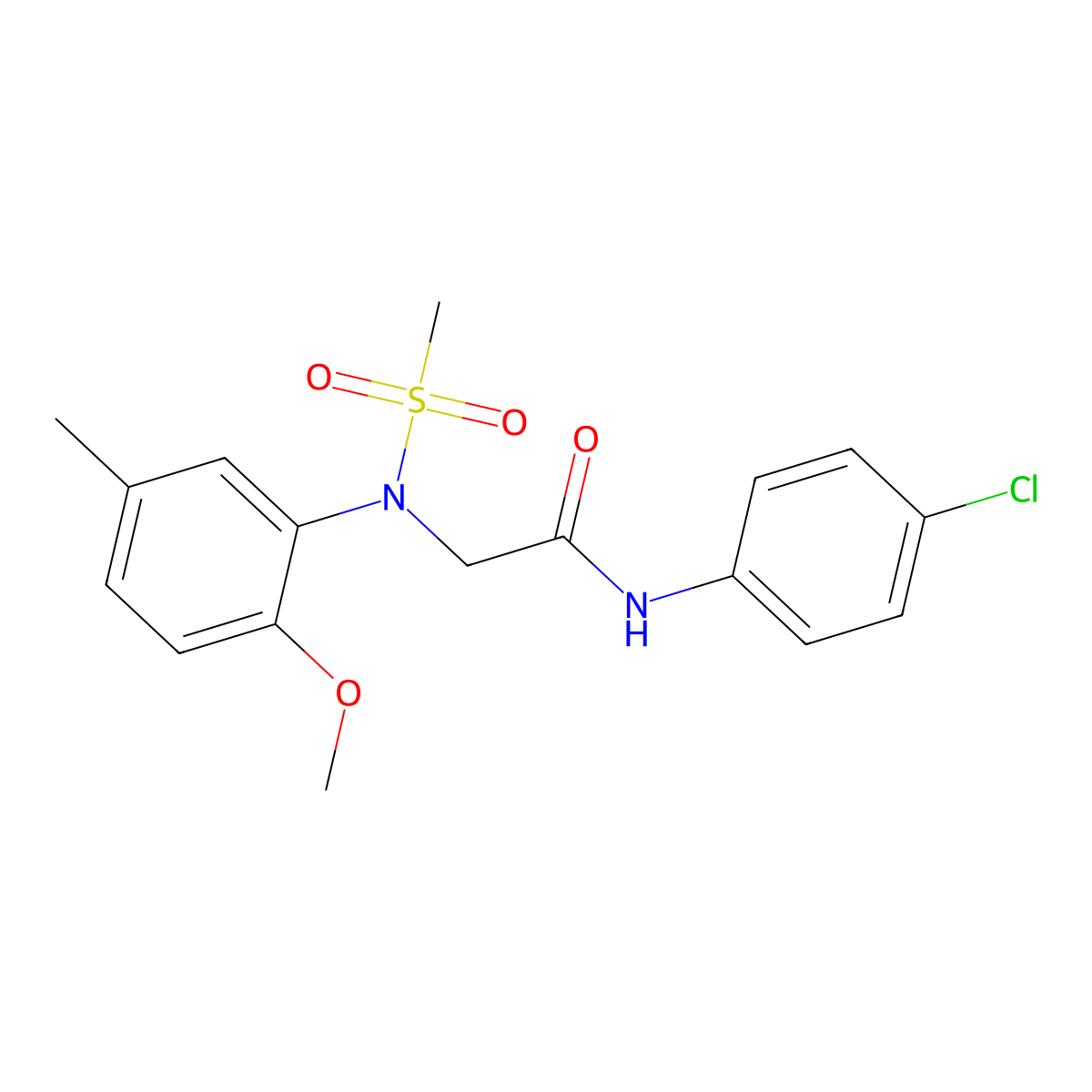 N-(4-chlorophenyl)-2-(2-methoxy-5-methyl-N-methylsulfonylanilino)acetamide molecular structure, CAS 333451-46-0