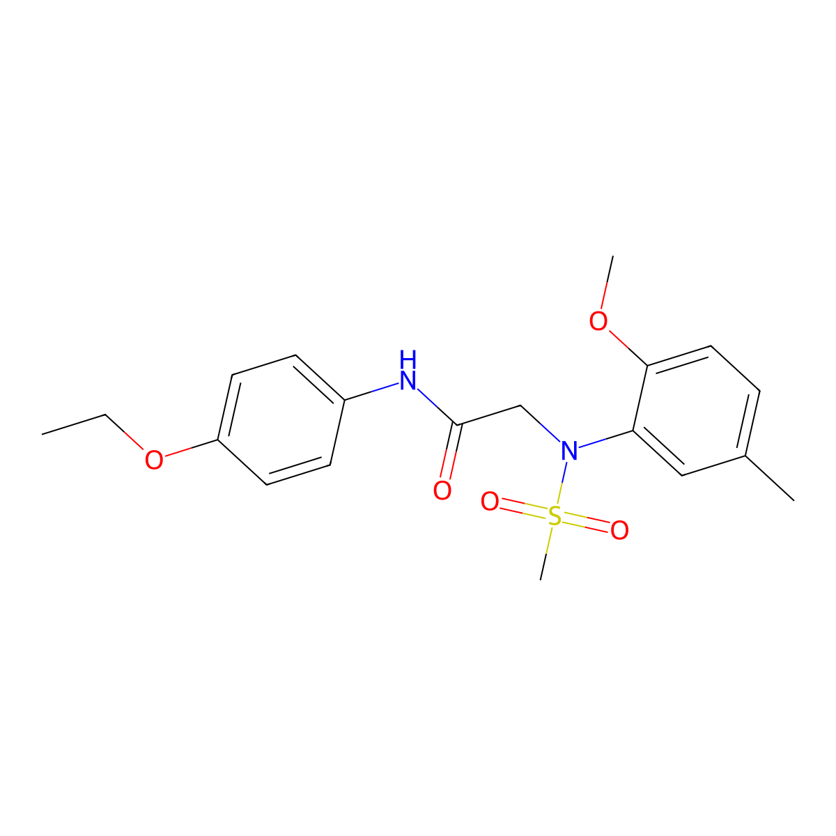 N-(4-ethoxyphenyl)-2-(2-methoxy-5-methyl-N-methylsulfonylanilino)acetamide molecular structure, CAS 333451-49-3