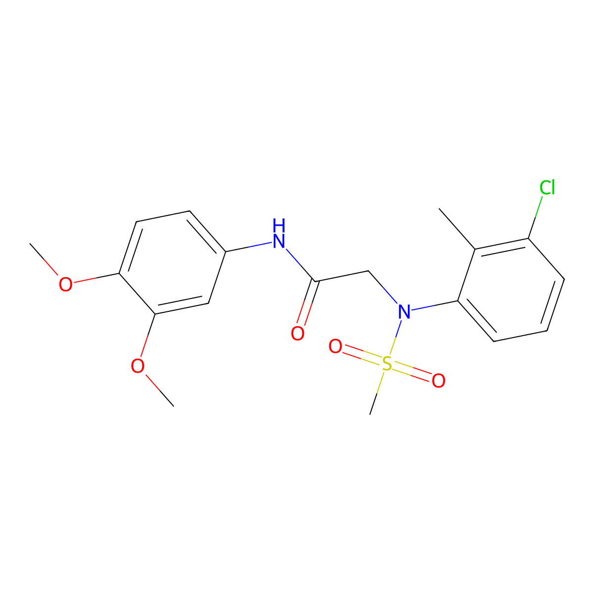 2-[3-chloro-2-methyl(methylsulfonyl)anilino]-N-(3,4-dimethoxyphenyl)acetamide molecular structure, CAS 333451-73-3