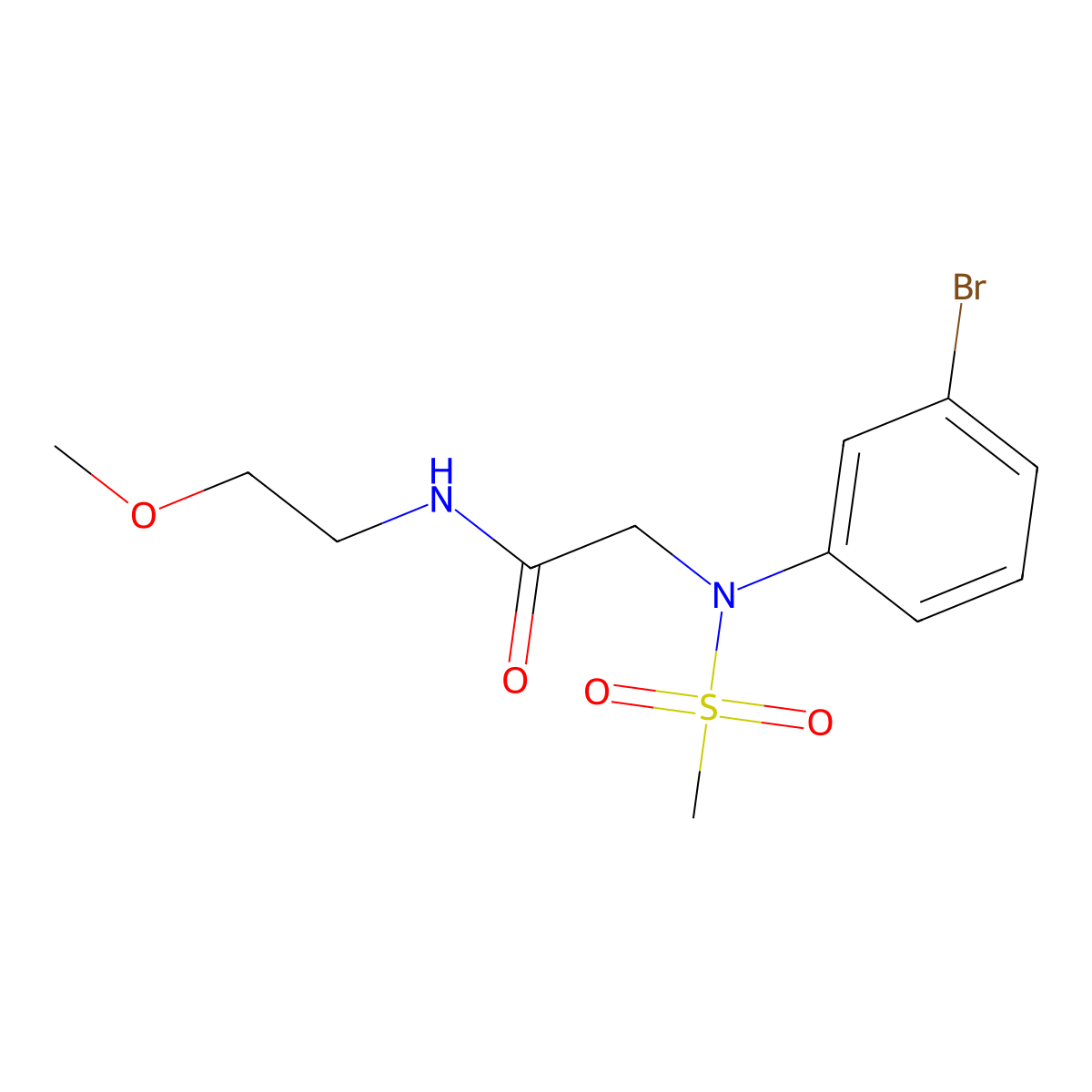2-(3-bromo-N-methylsulfonylanilino)-N-(2-methoxyethyl)acetamide molecular structure, CAS 333451-74-4