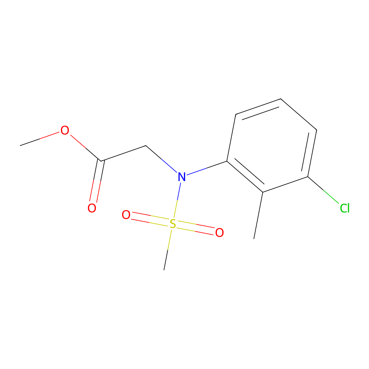 Methyl N-(3-chloro-2-methylphenyl)-N-(methylsulfonyl)glycinate molecular structure, CAS 333451-86-8