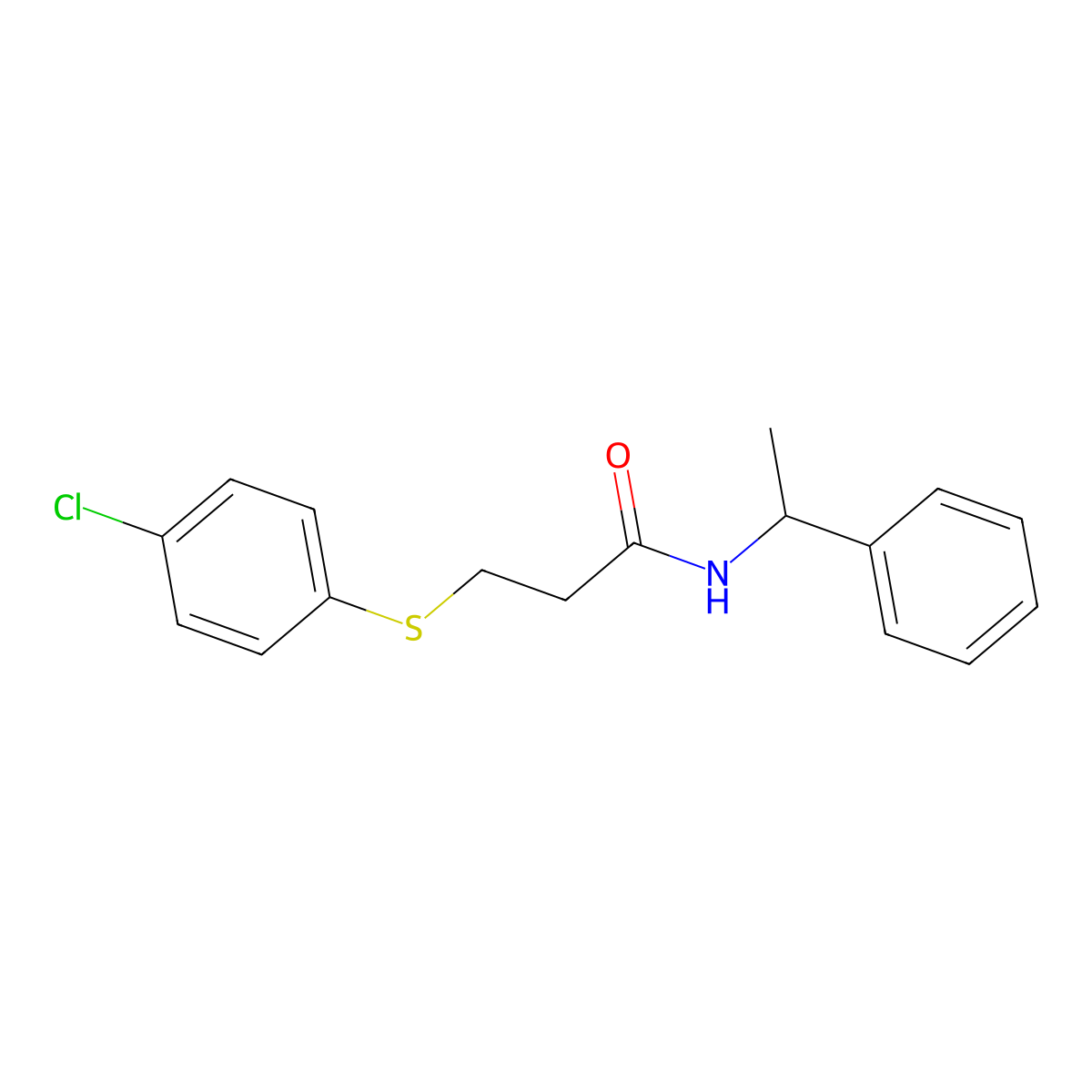 3-[(4-chlorophenyl)sulfanyl]-N-(1-phenylethyl)propanamide molecular structure, CAS 333452-03-2