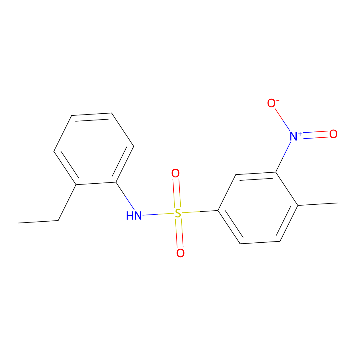 N-(2-ethylphenyl)-3-nitro-4-methylbenzenesulfonamide molecular structure, CAS 333452-99-6