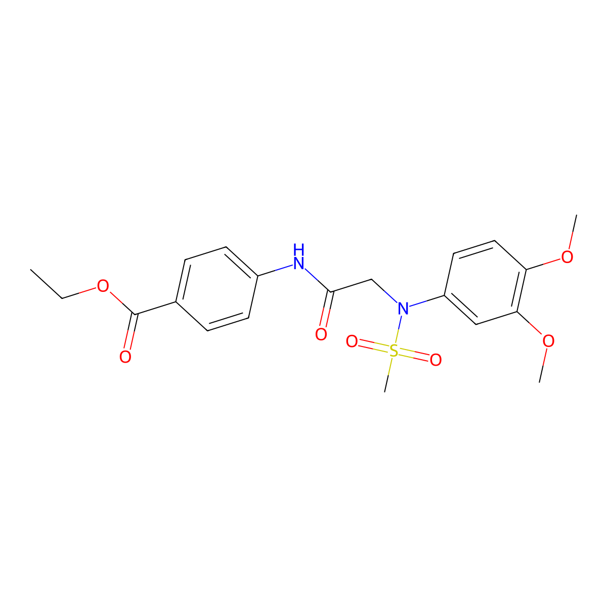 Ethyl 4-({[3,4-dimethoxy(methylsulfonyl)anilino]acetyl}amino)benzoate molecular structure, CAS 333453-14-8
