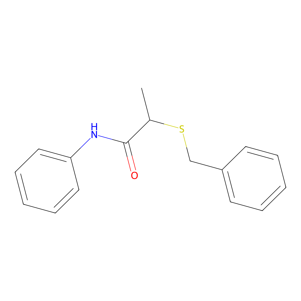 2-benzylsulfanyl-N-phenylpropanamide molecular structure, CAS 333453-59-1