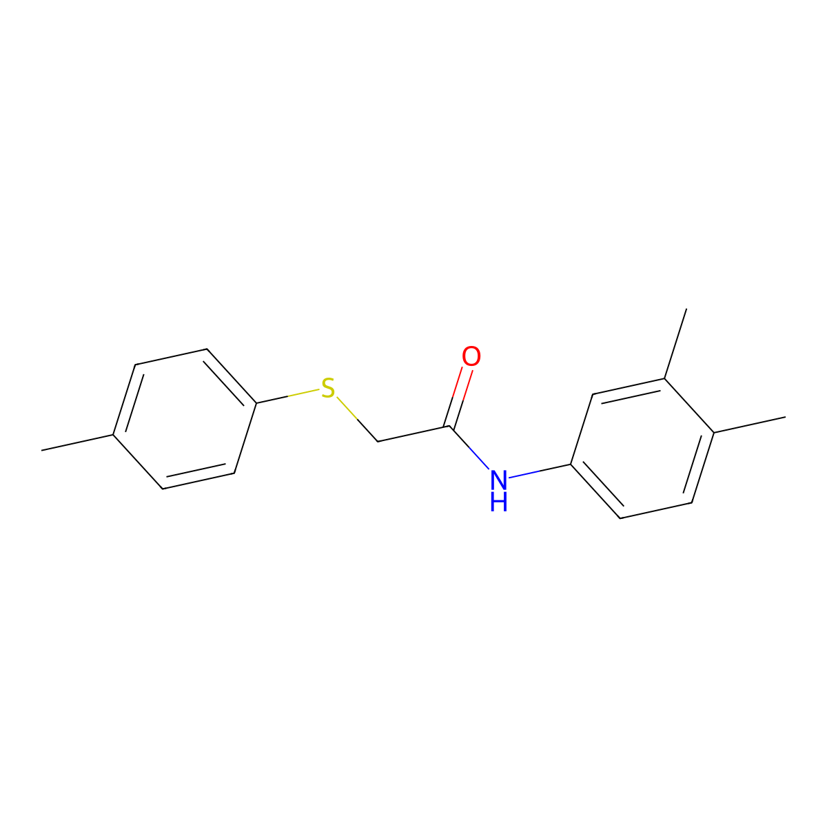 N-(3,4-dimethylphenyl)-2-(4-methylphenyl)sulfanylacetamide molecular structure, CAS 333453-85-3