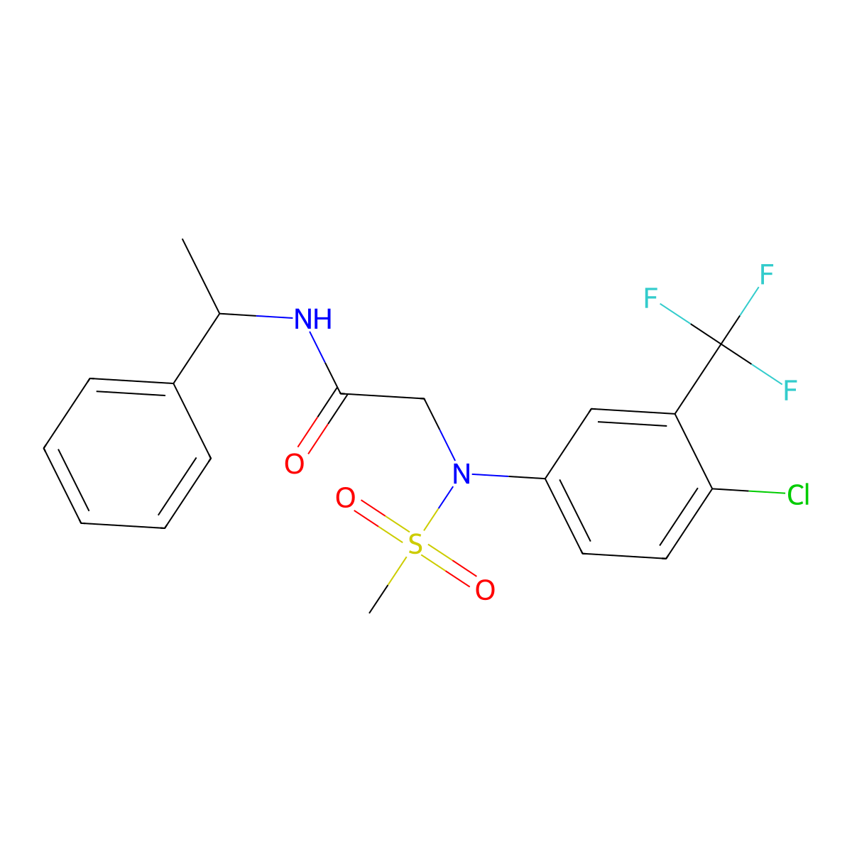 2-[4-chloro-N-methylsulfonyl-3-(trifluoromethyl)anilino]-N-(1-phenylethyl)acetamide molecular structure, CAS 333453-97-7