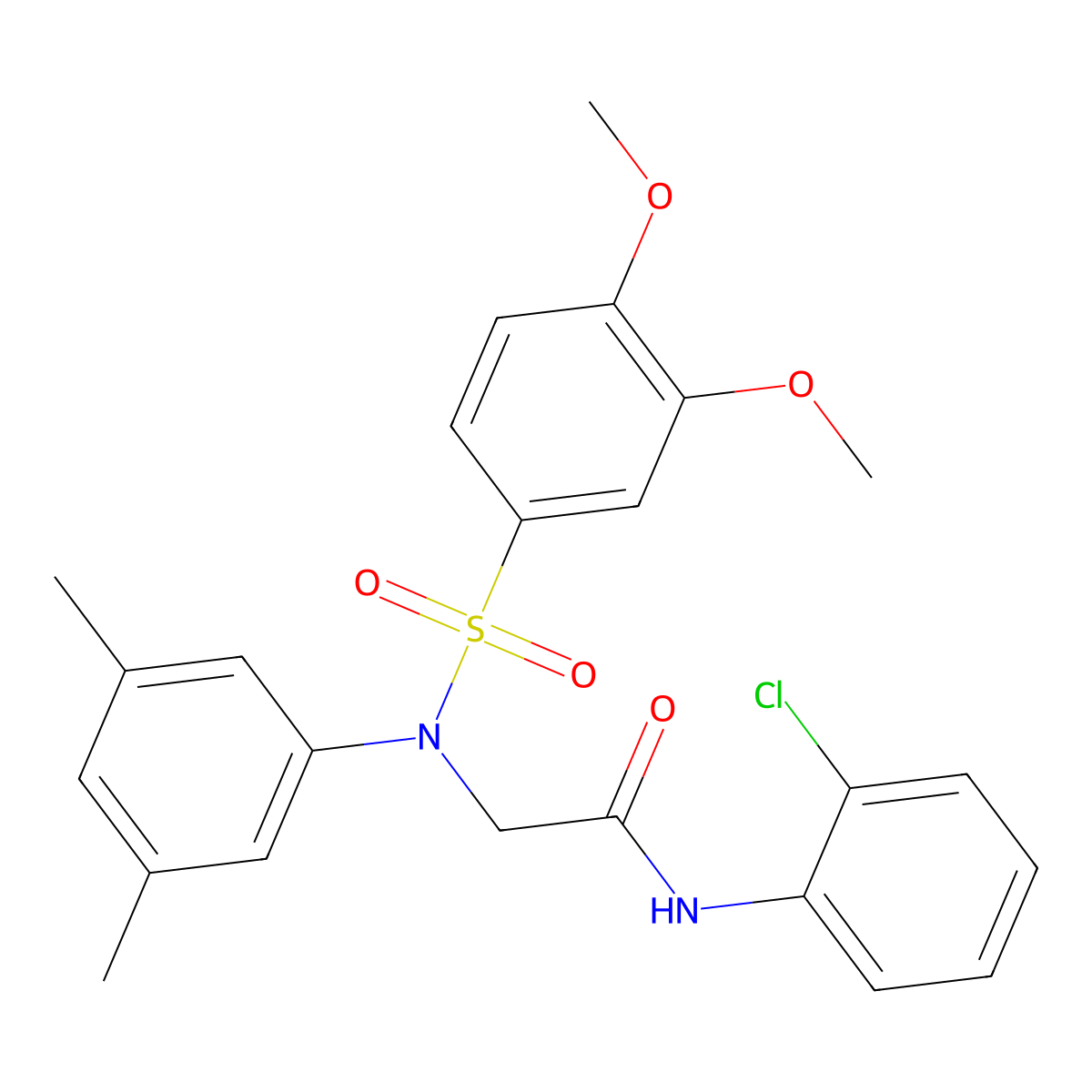 N-(2-chlorophenyl)-2-(N-(3,4-dimethoxyphenyl)sulfonyl-3,5-dimethylanilino)acetamide molecular structure, CAS 333454-05-0