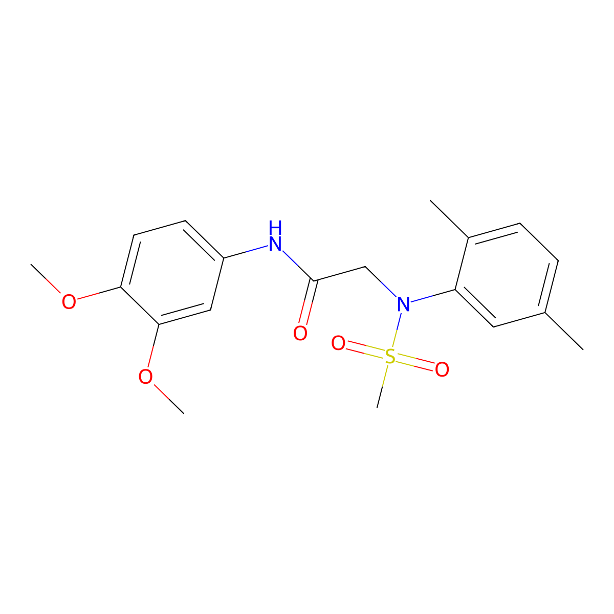 N-(3,4-dimethoxyphenyl)-2-(2,5-dimethyl-N-methylsulfonylanilino)acetamide molecular structure, CAS 333454-19-6