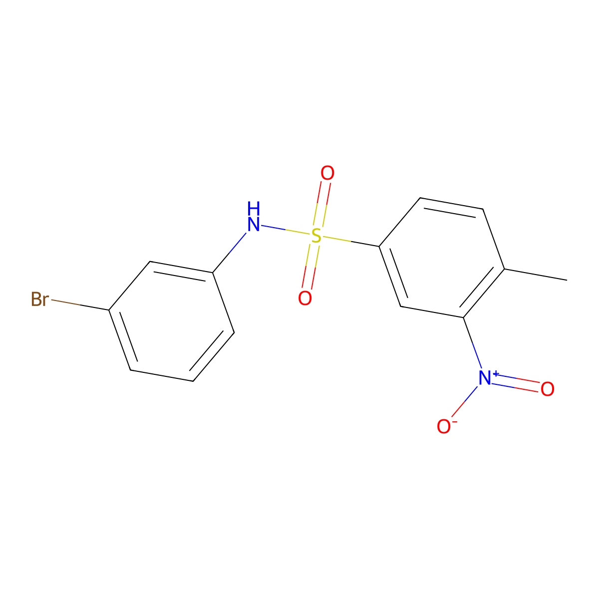N-(3-bromophenyl)-4-methyl-3-nitrobenzenesulfonamide molecular structure, CAS 333454-95-8