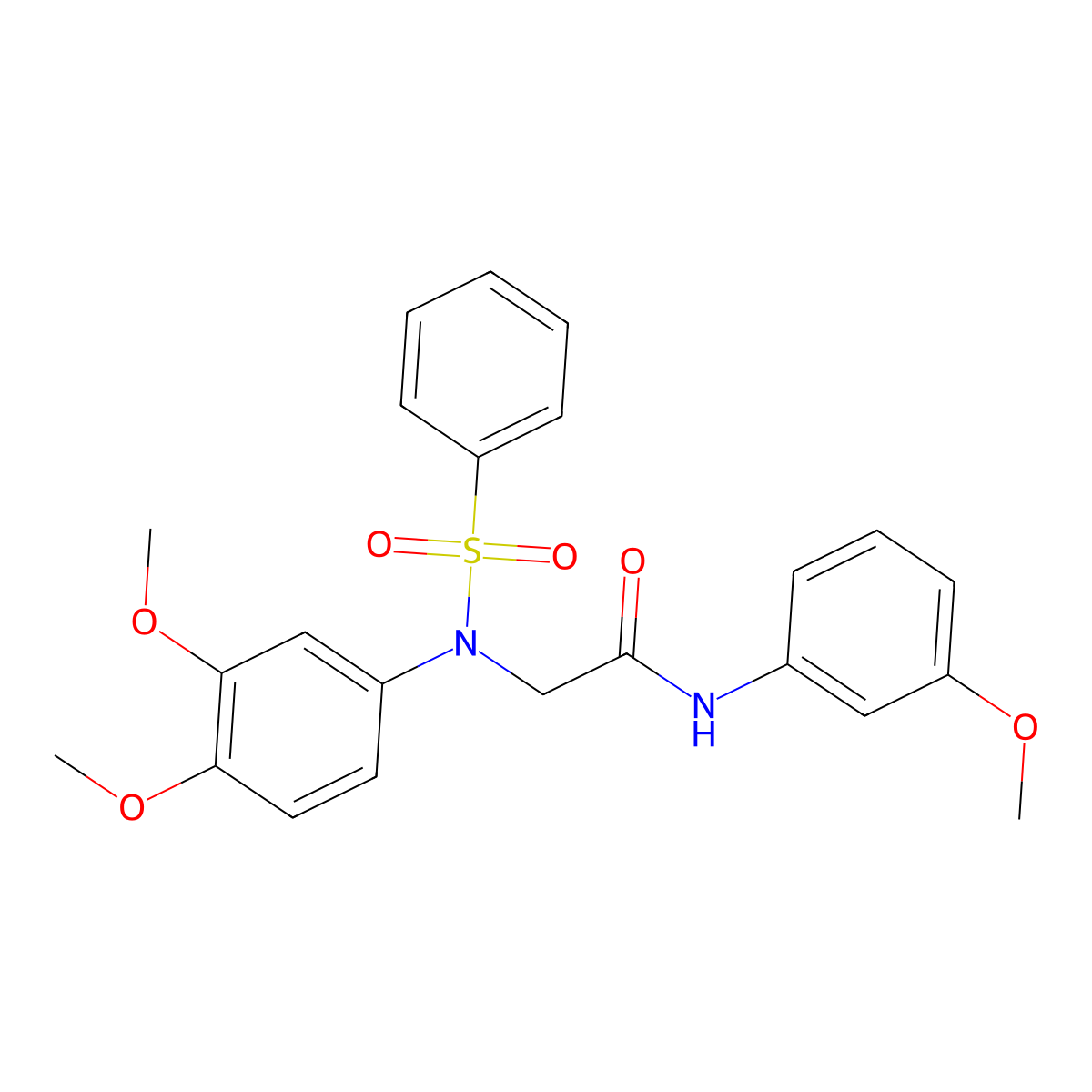 2-[N-(benzenesulfonyl)-3,4-dimethoxyanilino]-N-(3-methoxyphenyl)acetamide molecular structure, CAS 333456-81-8