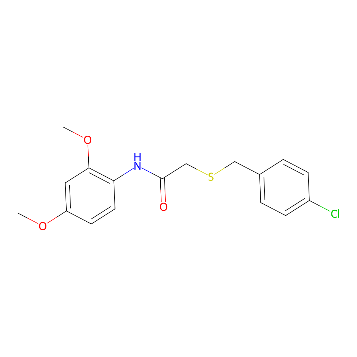 2-[(4-chlorobenzyl)sulfanyl]-N-(2,4-dimethoxyphenyl)acetamide molecular structure, CAS 333457-57-1