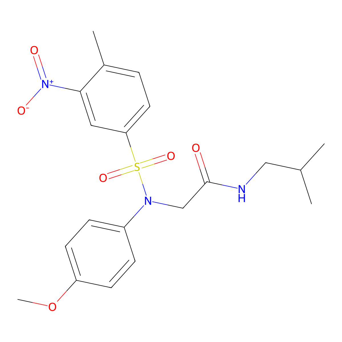 2-(4-methoxy-N-(4-methyl-3-nitrophenyl)sulfonylanilino)-N-(2-methylpropyl)acetamide molecular structure, CAS 333457-60-6